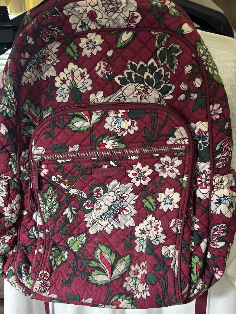 Vera Bradley Burgundy Floral Quilted Backpack